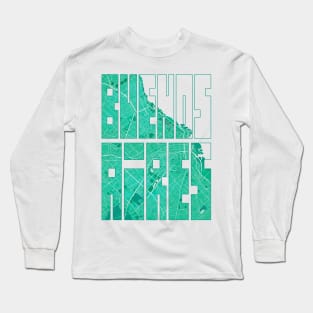 Buenos Aires, Argentina City Map Typography - Watercolor Long Sleeve T-Shirt